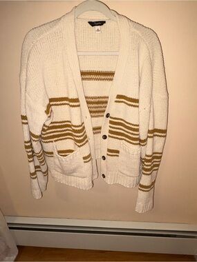 Supplies Cream Cardigan with Gold Stripes